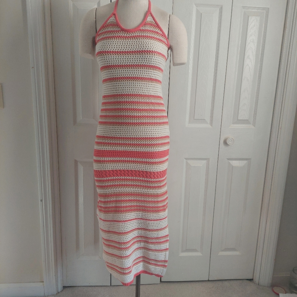 Bohemian Handmade Fashion Crochet Knit Maxi Halter Dress M